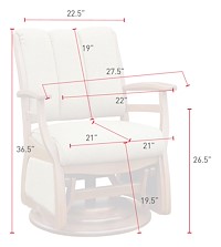 #30040: Low Back Swivel Glider - Wood Arms shown --- Shown with Dimensions