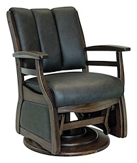 #30040: Low Back Swivel Glider - Wood Arms shown --- Shown with optional Leather --- Oak finished with Medium: OCS-110