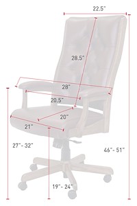 #30043: Executive Chair - Tufted shown --- Shown with Dimensions