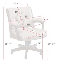 #30044: Arm Desk Chair - Tufted shown --- Shown with Dimensions