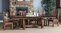 #30867: El Paso Trestle Table shown --- Shown with 2 extension leaves --- Rough Sawn Wormy Maple