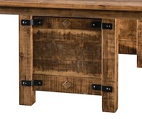 #30949: Orewood Trestle Table shown --- Side Detail Shown --- Rough Sawn Wormy Maple