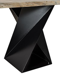 #30966: Oxford Double Pedestal Table shown --- Base Detail Shown (black powder coated metal) --- Wormy Maple -LiveEdge