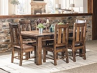 #30974: Santa Fe Leg Table shown --- Room Setting with Houston Chairs Shown --- Rough Sawn Wormy Maple