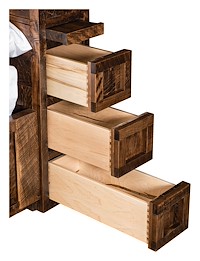 #31485: Headboard Only - Queen shown --- Detail View Shown and shown open  --- Rustic Rough-sawn Brown Maple finished with Almond: FC-42000