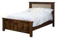 #31503: DuMont shown --- Shown with Optional Fabric Headboard, C2-6 Normal Fabric --- Rustic Rough-sawn Brown Maple finished with Almond: FC-42000