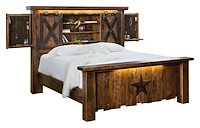 #31581: Vandella - Taller HB shown --- Shown with optional lights and jewelry pullouts --- Rustic Rough-sawn Brown Maple finished with Almond: FC-42000