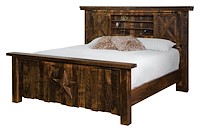 #31594: Bed - King shown --- Shown open and with optional lights --- Rustic Rough-sawn Brown Maple finished with Almond: FC-42000