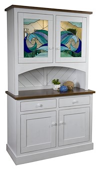 #32025: Hutch - 2 Door - 48 Wide - Leaded Glass shown --- Shown with premium Two-tone finish  --- Br Maple 