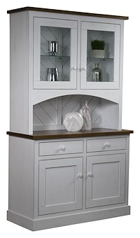 #32026: Hutch - 2 Door - 48 Wide - Plain Glass shown --- Shown with premium Finish - SP170 Weathered Snow White
