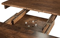 #36599: Emerson Pub Table shown --- Shown open with gear slides --- Br Maple finished with Briar: FC-15743
