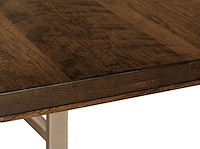#36703: Regal Double Pedestal Table shown --- Top View Shown and with Gold Metal Base --- Cherry finished with Earthtone: FC-40592