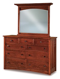 #38808: Dresser Mirror - Beveled  - 41.75W x 38H shown with #38781: Dresser - 9 Drawer - 58W x 38.75H 