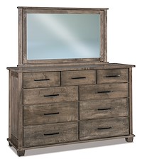 #38961: Dresser - 9 Drawer - 66.5W x 43.25H shown with #38965: Dresser Mirror - Beveled  - 55W x 34.75H  --- Br Maple finished with Sandstone: D-22N08963