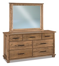 #38962: Dresser - 7 Drawer - 66.5W x 35H shown with #38964: Dresser Mirror - Beveled  - 50.5W x 39.5H  --- Oak finished with Sandstone: D-22N08963