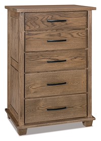 #38968: Chest - 5 Drawer - 33W x 51H shown --- Oak finished with Sandstone: D-22N08963