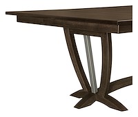 #40421: Kirkby Trestle Table shown --- Detail View Shown and Shown with Gunmetal Gray Metal --- QSWO finished with Dark Knight: FC-49908