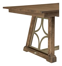 #40434: Majesty Trestle Table shown --- Detail View Shown and Detail View Shown and with Gold Metal --- Br Maple finished with Sandstone: FC-48015