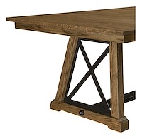 #40447: Oxford Trestle Table shown --- Detail View Shown and with Tex Black Metal --- Oak finished with Almond: FC-42000