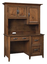 #40726: Single Pedestal shown with #40727: Hutch Top - For Single Pedestal Desk --- Rs Cherry finished with Cappuccino: OCS-119