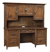 #40728: Double Pedestal shown with #40729: Hutch Top - For Double Pedestal Desk --- Rs Cherry finished with Cappuccino: OCS-119