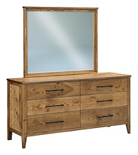 #40782: Short Dresser - 6 Drawer shown with #40783: Beveled Mirror for Short 6 Drawer Dresser  --- Rs White Oak finished with Almond: FC-42000