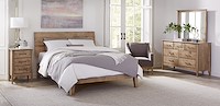 #41120: Bed - Queen shown --- Room Setting Shown and optional Upholstered Headboad --- Br Maple finished with Sandstone: FC-48015