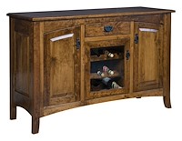 #41245: Sideboard - 60 Wide - Wine Rack and Glass Door shown --- Rs Cherry finished with Hoosier Special: FC-11043