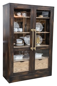 #41265: Display - 2 Door - 2 Drawers behind doors shown --- Shown with premium Two-tone finish & 2 different woods  --- Br Maple 