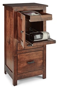 #41270: Nightstand - C-PAP - 2 Drawer 1 Door - 22W x 42.5H shown --- Shown open and with CPAP machine