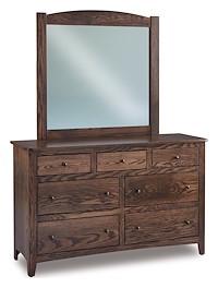 #41286: Dresser - 7 Drawer - 58W x 36H shown with #41288: Dresser Mirror - 41.5W x 38.75H  --- Oak finished with Shadow: FC-24427