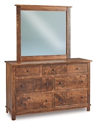 #41294: Dresser - 7 Drawer - 58W x 36H shown with #41296: Dresser Mirror - 41.5W x 38.75H  --- Rustic Rough-sawn Brown Maple finished with Almond: FC-42000