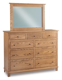 #41295: Dresser - 9 Drawer - 58W x 45H shown with #41299: Dresser Mirror - 41.5W x 30H  --- Oak finished with Sandstone: D-22N08963