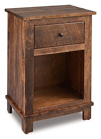 #41300: Nightstand - 1 Drawer - 20.5W x 28.75H shown --- Rustic Rough-sawn Brown Maple finished with Almond: FC-42000