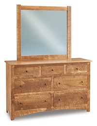 #41302: Dresser - 7 Drawer - 58W x 36H shown with #41304: Dresser Mirror - 41.5W x 38.75H  --- Rustic Rough-sawn Brown Maple finished with Harvest: FC-107