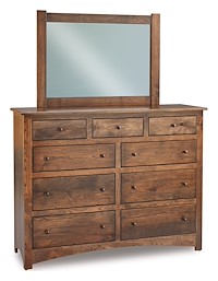 #41303: Dresser - 9 Drawer - 58W x 45H shown with #41307: Dresser Mirror - 41.5W x 30H  --- Rs Hickory finished with Tavern: FC-10944