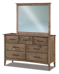 #41310: Dresser - 7 Drawer - 59W x 37H shown with #41313: Dresser Mirror - Beveled - 44.5W x 37.25H  --- Br Maple finished with Sandstone: D-22N08963