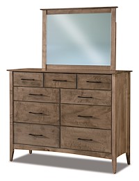 #41311: Dresser - 9 Drawer - 59W x 46.75H shown with #41316: Dresser Mirror - Beveled - 41W x 31.75H  --- Br Maple finished with Sandstone: D-22N08963