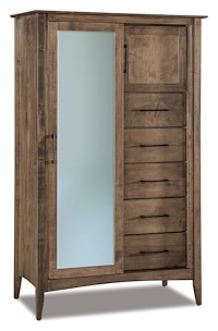 #41312: Chifforobe - Sliding Door - 44W x 73.5H shown --- Br Maple finished with Sandstone: D-22N08963