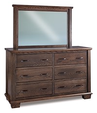 #41319: Dresser - 6 Drawer - 67.5W x 41.5H shown with #41324: Dresser Mirror - Beveled - 52.5W x 37H  --- Oak finished with Charwood: FC-50241