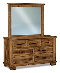 #41320: Dresser - 7 Drawer - 60.5W x 32.5H shown with #41323: Dresser Mirror - Beveled - 48W x 42.75H  --- Rs Hickory finished with Almond: FC-42000