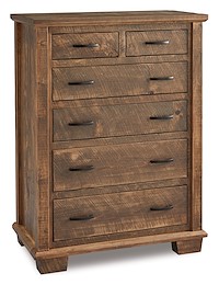 #41325: Chest - 6 Drawer - 41.5W x 55.75H shown --- Rustic Rough-sawn Brown Maple finished with Sandstone: D-22N08963