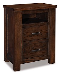 #41339: Nightstand - 2 Drawer with opening - 23.5W x 31.5H shown --- Oak finished with Old Museum: FC-47276