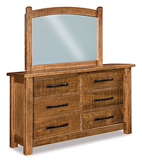 #41342: Dresser - 6 Drawer - 71W x 41.75H shown with #41344: Dresser Mirror - Beveled - 50.5W x 36.5H  --- Rustic Rough-sawn Brown Maple finished with Harvest: FC-107