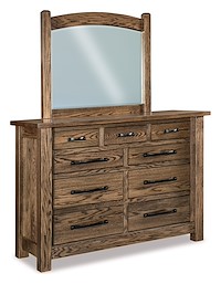 #41343: Dresser - 9 Drawer - 64W x 45.5H shown with #41347: Dresser Mirror - Beveled - 42.5W x 36.5H  --- Oak finished with Carbon: FC-50240