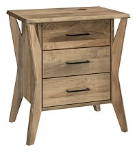 #42439: Nightstand - 3 Drawer - with charger shown --- Br Maple finished with Fawn Maple: FN-46858