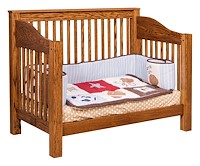 #42443: Toddler Rail Conversion Kit shown with #42442: Crib  --- Oak finished with Hoosier Special: FC-11043