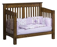 #42455: Toddler Rail Conversion Kit shown with #42454: Crib  --- QSWO finished with Golden Brown: CF-10901