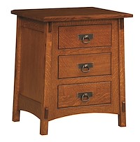 #42458: 3 Drawer Nightstand shown --- QSWO finished with Golden Brown: CF-10901