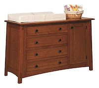 #42460: 4 Drawer Dresser with Door shown with #42649: Contoured Changing Table Pad - 16x30x4   --- QSWO finished with Michaels: OCS-113